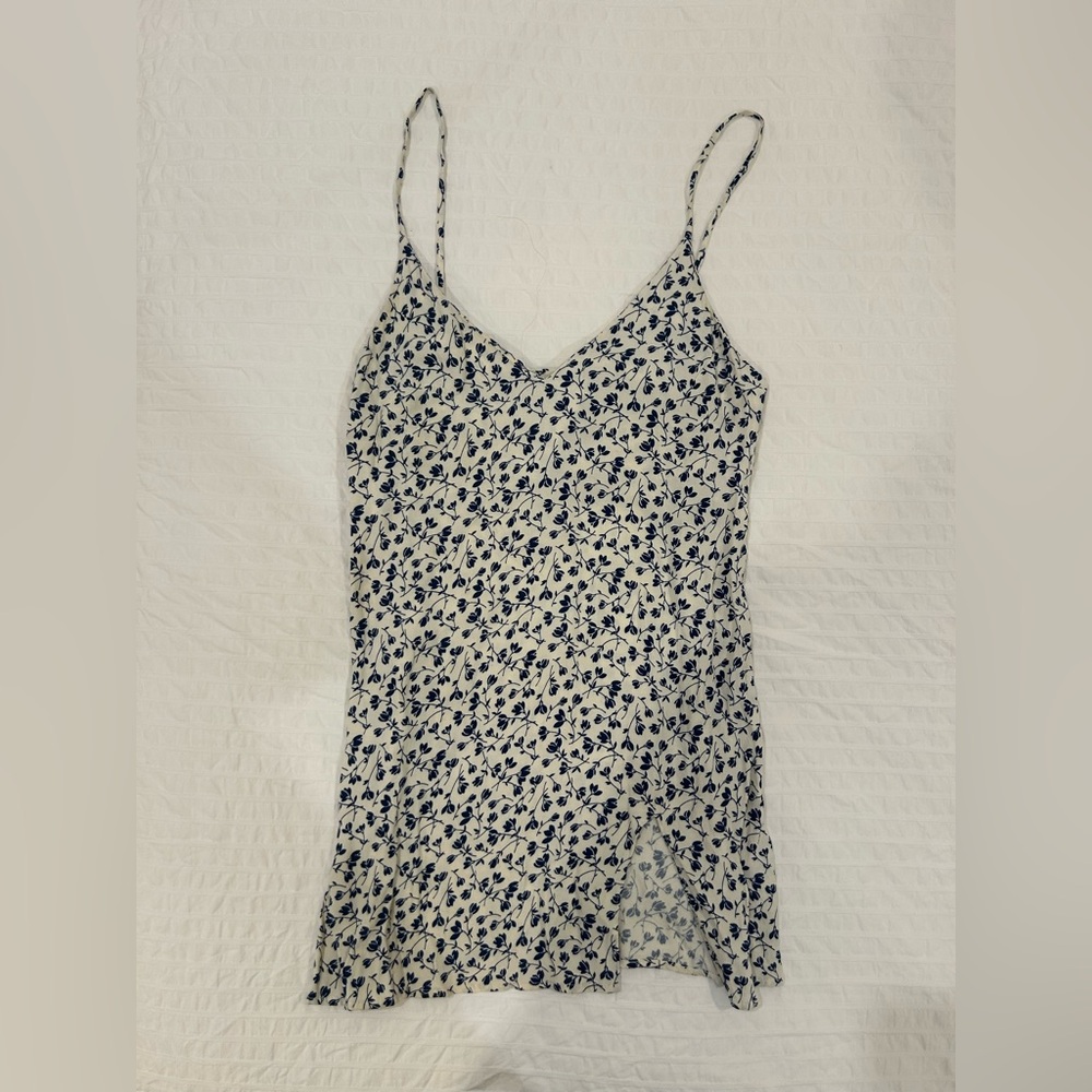 Floral Spaghetti Strap Cami Dress - White/Navy